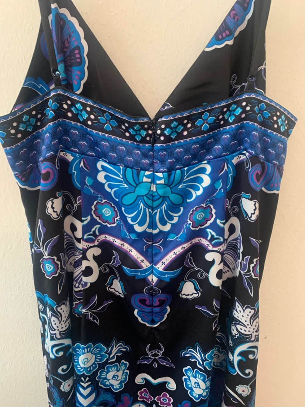 Ice Blue and Black Floral Paisley Slip Dress - Picture 5 of 7